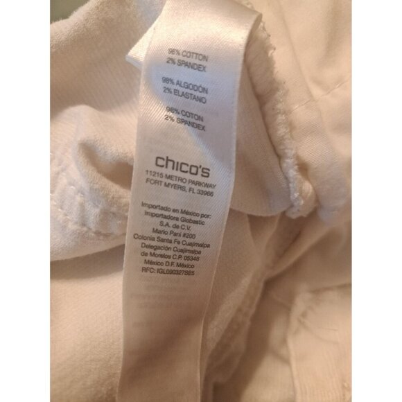 Chicos Chino Pants Womens Cream 1.5 US Size 10 Button Zip Slash Pockets Low Rise - Picture 3 of 8